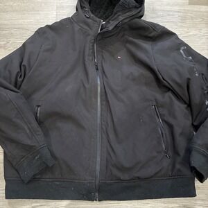 Tommy Hilfiger Mens Full Zip Pockets Fleece Lined Jacket Black Size 2XL